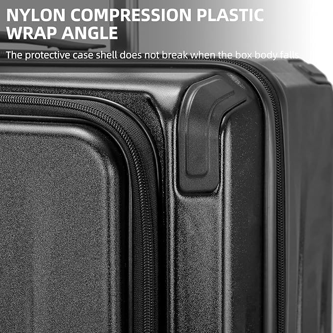Premium Carry On Luggage, 29 Inch Top Opening Aluminum Frame Airline Approved ABS+PC Hard Shell Suitcases with Silent Wheels, TSA Lock, Front Pocket & Wet-dry Separated Six-piece set