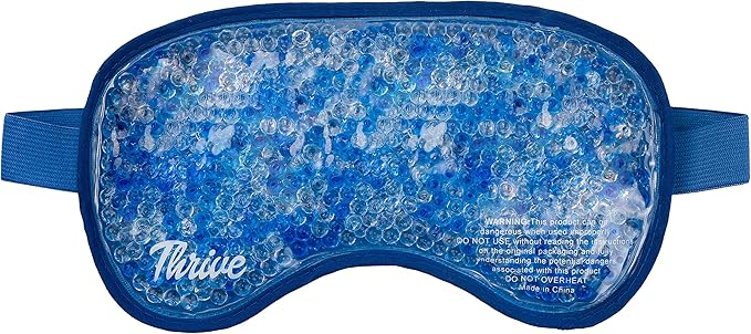 Thrive Gel Bead Eye Mask - Heated Eye Mask for Migraine Relief - Cold Compress for Puffiness & Dark Circles - Gel Ice Pack for Facial Relief - Azure, Pack of 1