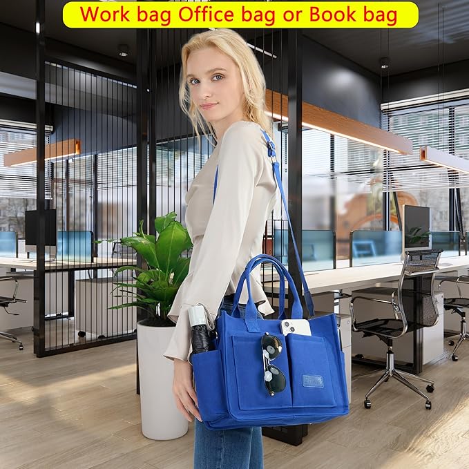 ZHMO Canvas Tote Bag for Women,Women's Bags Crossbody Bags Work Laptop Tote Bag Large Handbags Purse for Travel Nurse Teacher