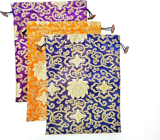 Ouyatoyu 3pcs Embroidered Silk Flower Design Jacquard Travel Bag, Laundry Bags Shoe Bags, Lingerie Bags Underwear Bags for Travel Storage for Men Women Washable Cloth Shoe Bags