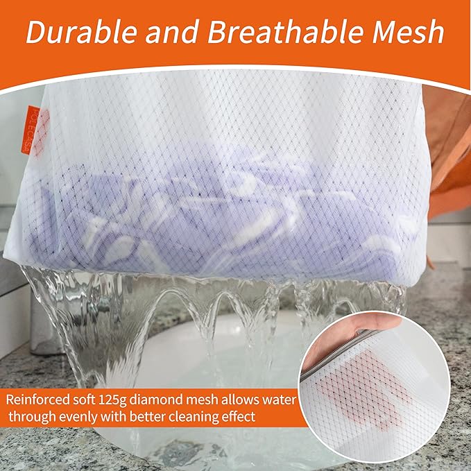 Polecasa 3Pcs 12 x 16 Inches Extra Durable 125g Diamond Mesh Laundry Bags with Sturdy Zipper for Delicates, Laundry Room Essentials for College, Dorm (3 Medium)