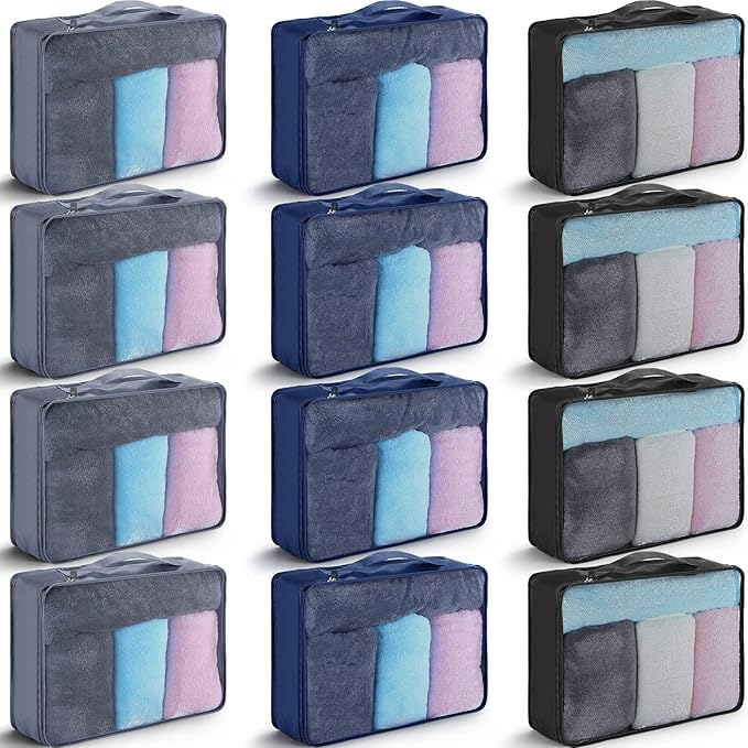 Tudomro 12 Pcs Large Packing Cubes Luggage Organizers for Suitcase Mesh Travel Organizer Bags Travel Packing Organizers for Traveling Camping Hiking