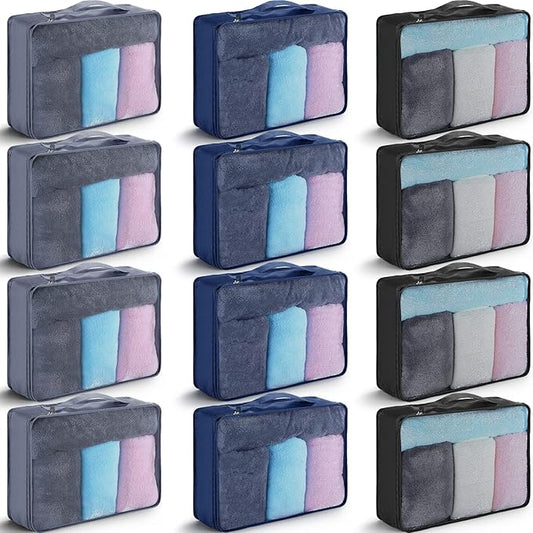 Tudomro 12 Pcs Large Packing Cubes Luggage Organizers for Suitcase Mesh Travel Organizer Bags Travel Packing Organizers for Traveling Camping Hiking