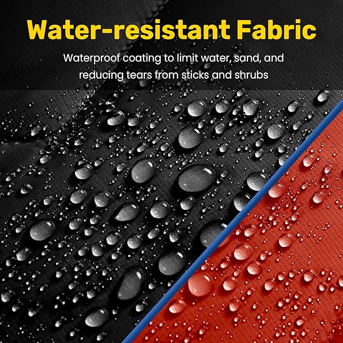 UNIKOME Waterproof Puffy Camping Blanket - Lightweight Packable Outdoor Quilt with Snaps & Corner Loops, Warm Compact Blanket for Cold Weather Hiking Picnic Stadium Travel, 75"×52", Black&Red
