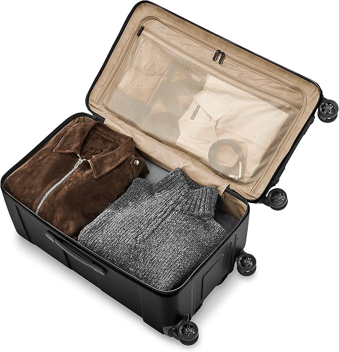 Briggs & Riley 28" Medium Trunk Spinner - Checked Luggage for Travel, Suitcases with Wheels, Hardside Rolling Bag for Men & Women, Self-Repairing Zipper - Torq Collection, Stealth Black