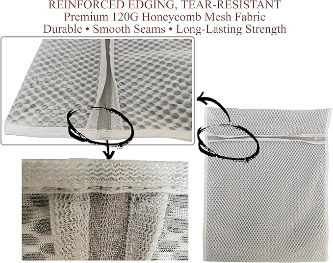 Mesh Laundry Bags for Delicates – 3 Pack (12”×16”) with Color-Coded Zippers, Protects Clothes from Damage, Breathable Honeycomb Mesh, Washer & Dryer Safe bags - Ideal for Bras, Lingerie & Socks