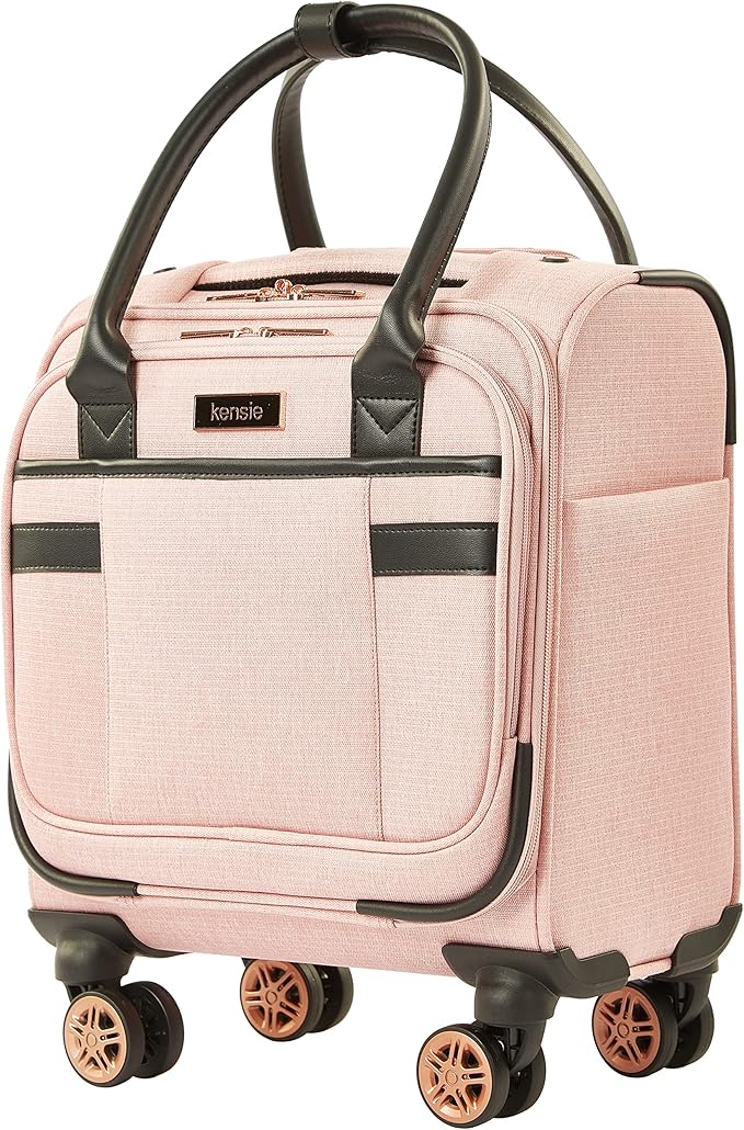 kensie Hudson Softside 3-Piece Spinner Luggage Set, Rose