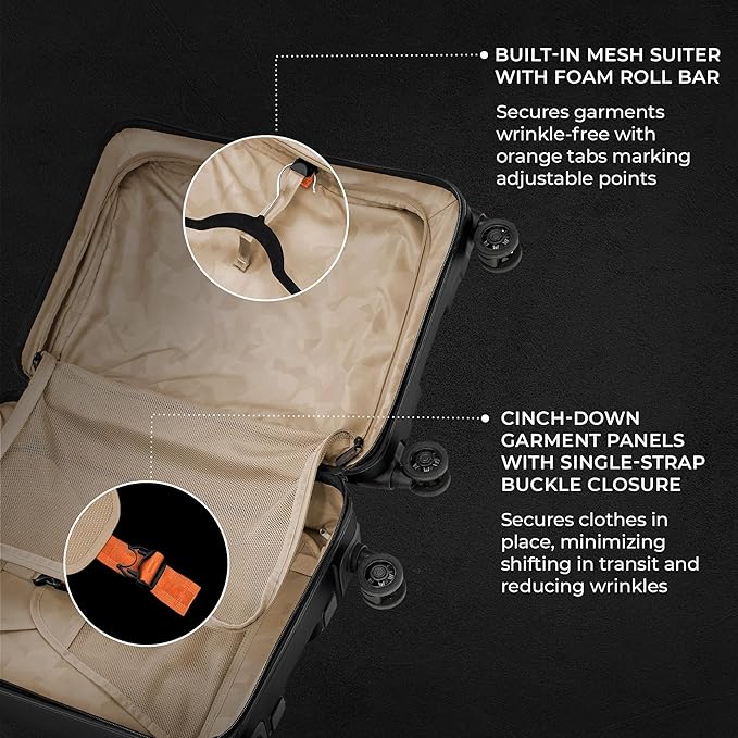 Briggs & Riley Domestic 22" Carry On Spinner - Luggage for Travel, Suitcases with Wheels, Hardside Rolling Bag for Men & Women, Self-Repairing Zipper - Torq Collection, Stealth Black