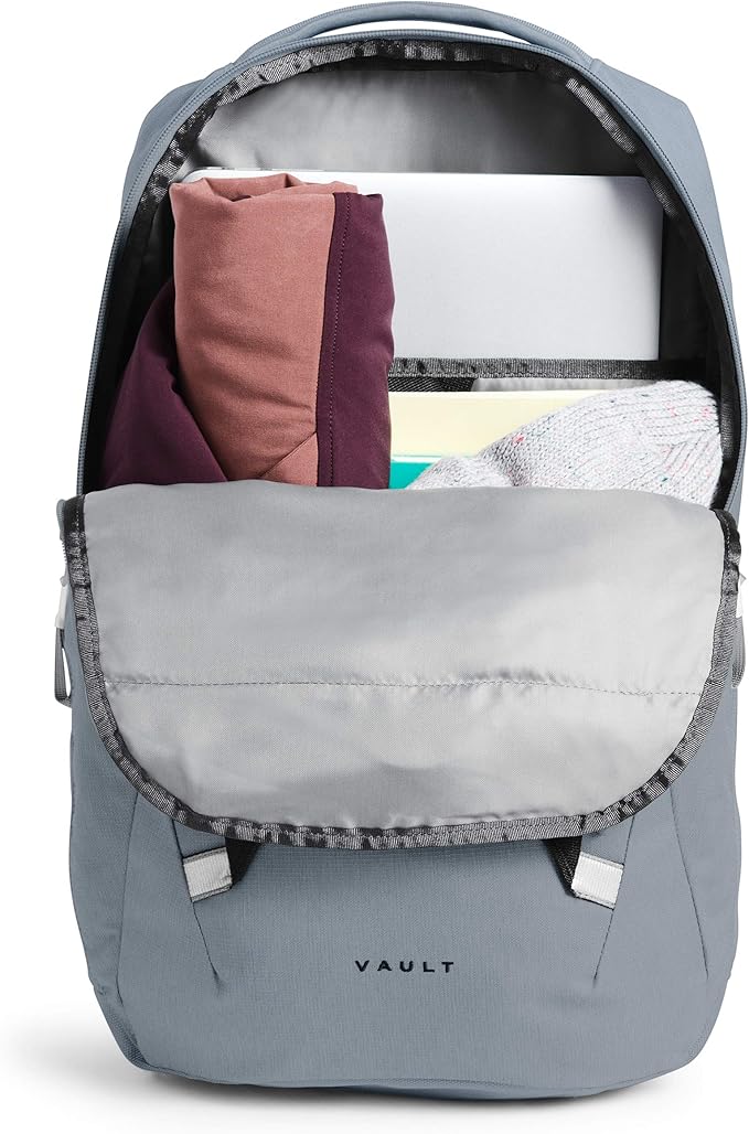THE NORTH FACE Vault Everyday Laptop Backpack | Commuter Travel Bag with Water-Repellent Finish, Spacious Main Compartment, Mid Grey Dark Heather/TNF Black, OS