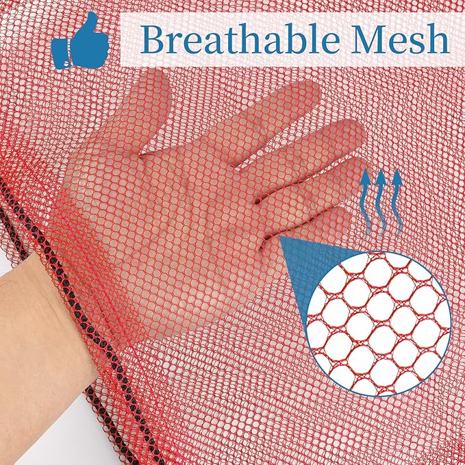6 Pcs Mesh Bags Drawstring, 14x17 Inch with Lock, Multipurpose Storage Bags for Gym, Balls, Beach, Laundry(Red)