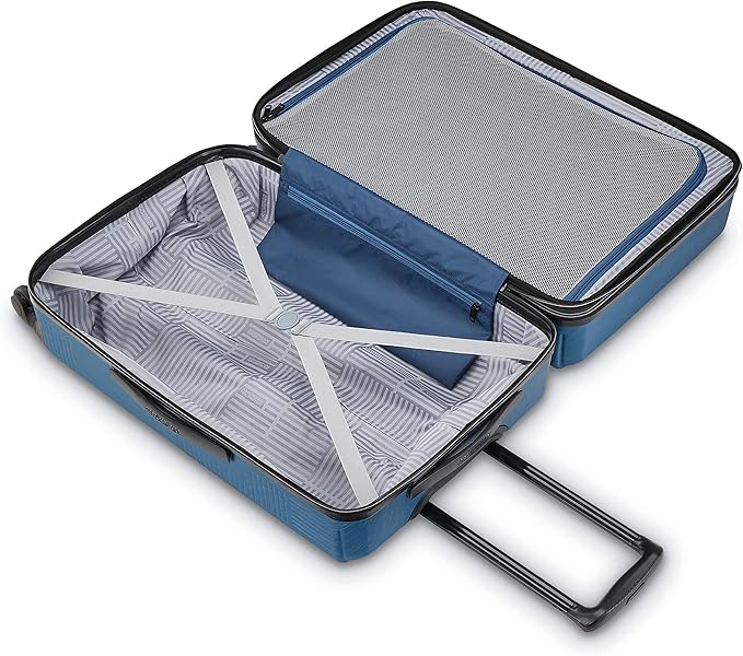 American Tourister Stratum XLT Expandable Hardside Luggage with Spinner Wheels, Blue Spruce, Carry-On 20-Inch
