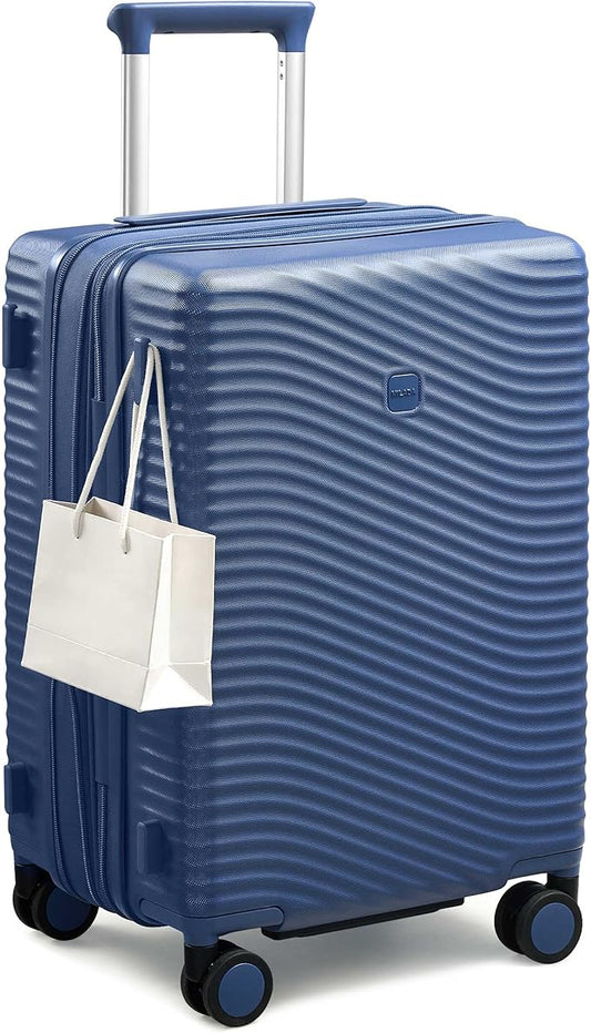 MILADA Expandable Carry On Luggage 20 Inch - Airline Approved Hardshell Suitcase with 8 Spinner Wheels, TSA Lock, Water-Resistant PC Shell, Lightweight & Durable for Travel, Interstellar Blue