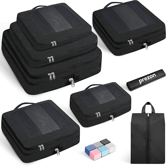 Compression Packing Cubes for Travel, Lightweight Vacation Travel Essentials, Travel Accessories for Suitcase Organizer Bags Set, Durable Luggage Organizer