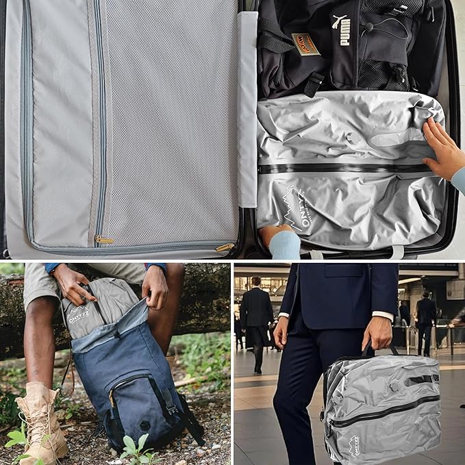 ONTYZZ Vacuum Bags for Travel, IPX8 Waterproof Vacuum Bags, Space Saver for Luggage/Camping/Home Storage (2 Pack NO Pump-Grey)