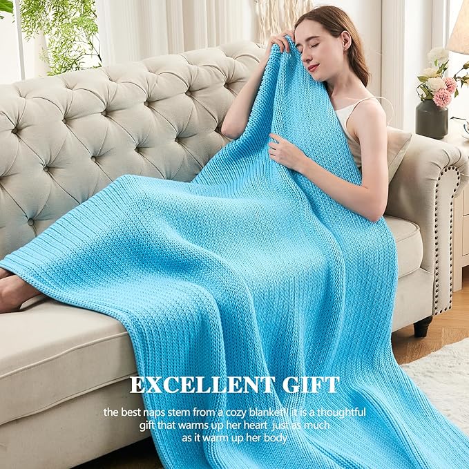 L'AGRATY Knitted Weighted Blanket - 48"x72" 15lbs Cooling Chunky Knit Heavy Blanket for Adults Braided Crochet Throw Thick Cable Yarn Knit Decorative No Beads Evenly Weighted Machine Washable