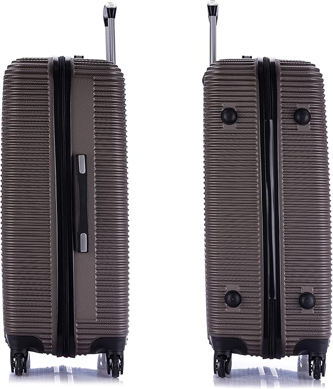 InUSA ROYAL Hardside Spinner Luggage with Ergonomic Handles | Spacious Travel Suitcase with Four Spinner Wheels and Studs | 24 Inch Medium Hardside Spinner Luggage | Brown