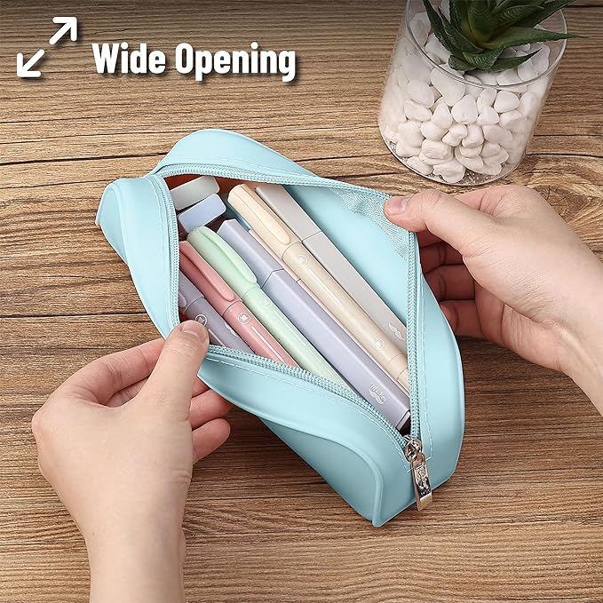 Mr. Pen- Silicone Pencil Case, Light Blue Pencil Pouch Aesthetic, Pencil Bag, Makeup Pouch