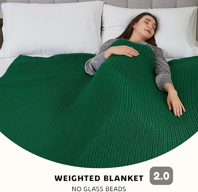 L'AGRATY Knitted Weighted Blanket - 50"x60" 10lbs Cooling Chunky Knit Heavy Blanket for Adults Braided Crochet Throw Thick Cable Yarn Knit Decorative No Beads Evenly Weighted Machine Washable