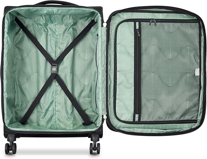 DELSEY PARIS Sky Max 2.0 Softside Expandable Luggage with Spinner Wheels 2 Piece Set, Black (24 Inch/Duffle)