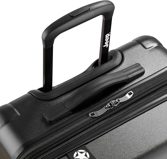 Jeep JH004C Hardside Expandable Luggage with Spinner Wheels, Black, Checked-Medium 24 Inch