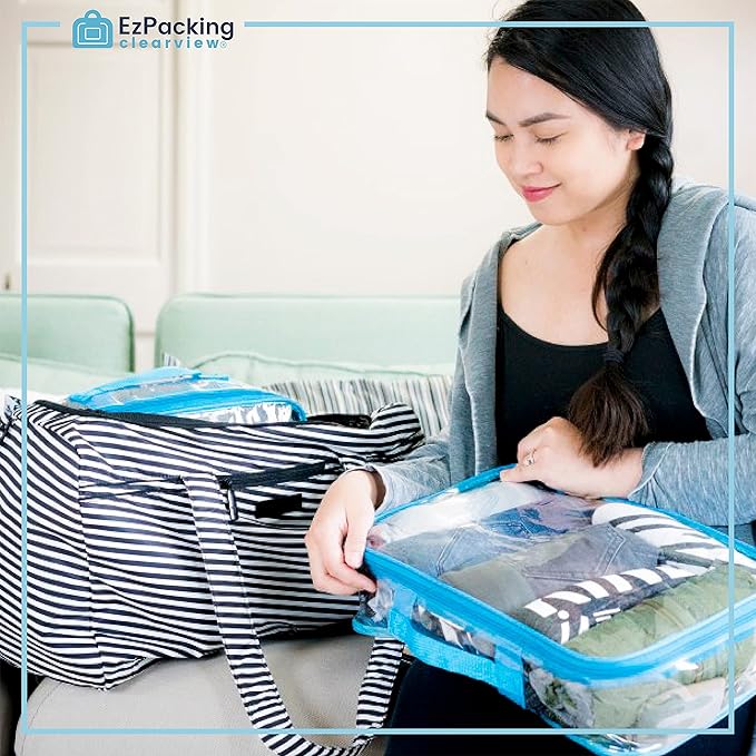 Clear Packing Cubes set of 4 / Packs 7-10 Days of Clothes/Premium PVC Plastic Storage Bags