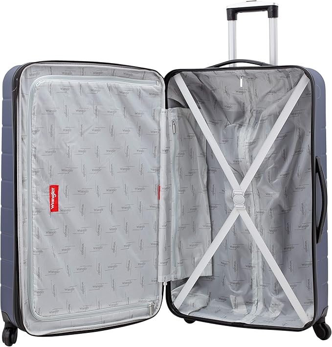 Wrangler Smart Spinner Hardside Luggage, 3 Piece Set, Navy Blue