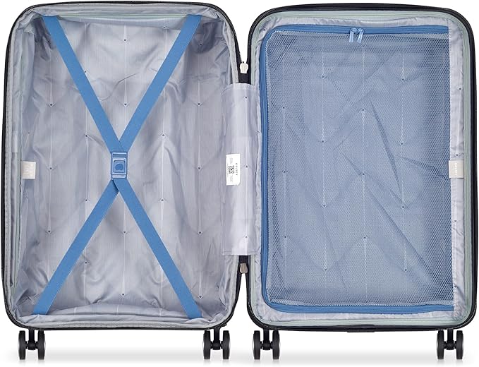 DELSEY PARIS Cruise 3.0 Hardside Expandable Luggage with Spinner Wheels, Glossy Ivory, Checked-Medium 24 Inch