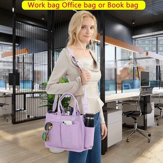 ZHMO Canvas Tote Bag for Women,Women's Bags Crossbody Bags Work Laptop Tote Bag Large Handbags Purse for Travel Nurse Teacher