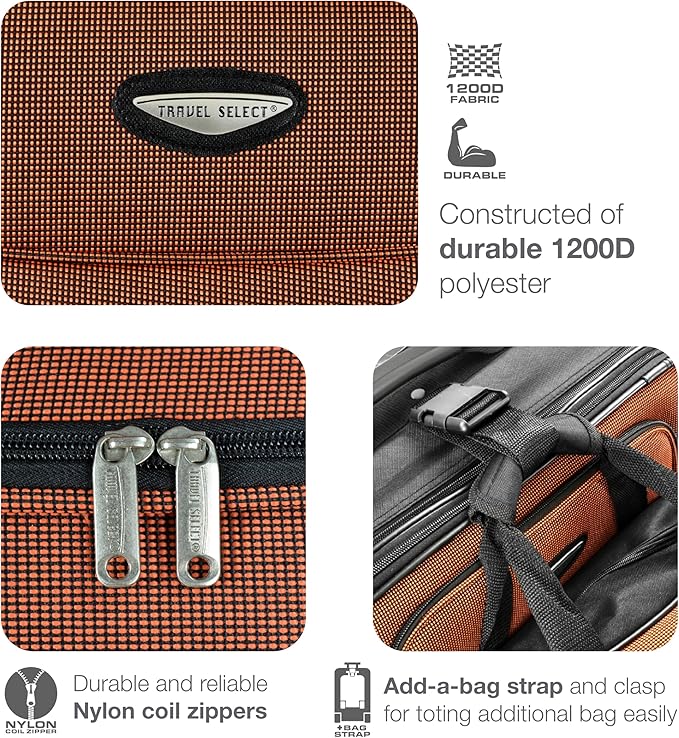 Travel Select Amsterdam Softside Expandable Luggage with Rolling Wheels, Gray, 2-Piece Set (15/21)