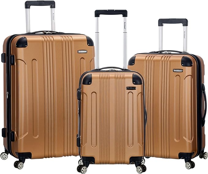 Rockland London Hardside Spinner Wheel Luggage, Gold, 3-Piece Set (20/24/28)