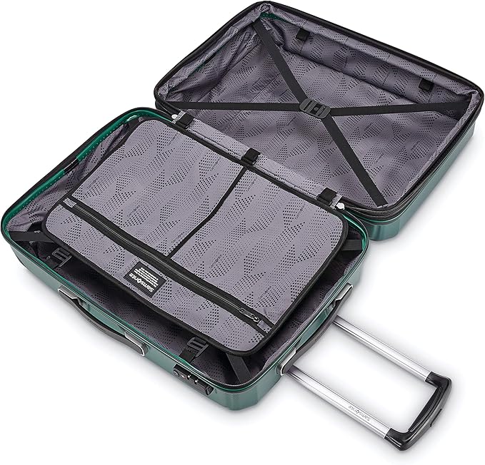 Samsonite Winfield 3 DLX Hardside Expandable Luggage with Spinners, Checked-Large 28-Inch, Emerald