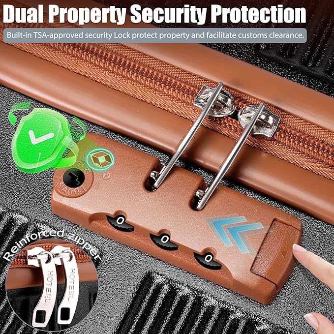 Hoteel Luggage Sets 3 Piece,(4-YEARS WARRANTY) ABS+PC Durable Lightweight Hard Shell Luggage Sets With TSA Lock For Travel,Business Trip, Suitcase Set 20 24 28 Inch, Black