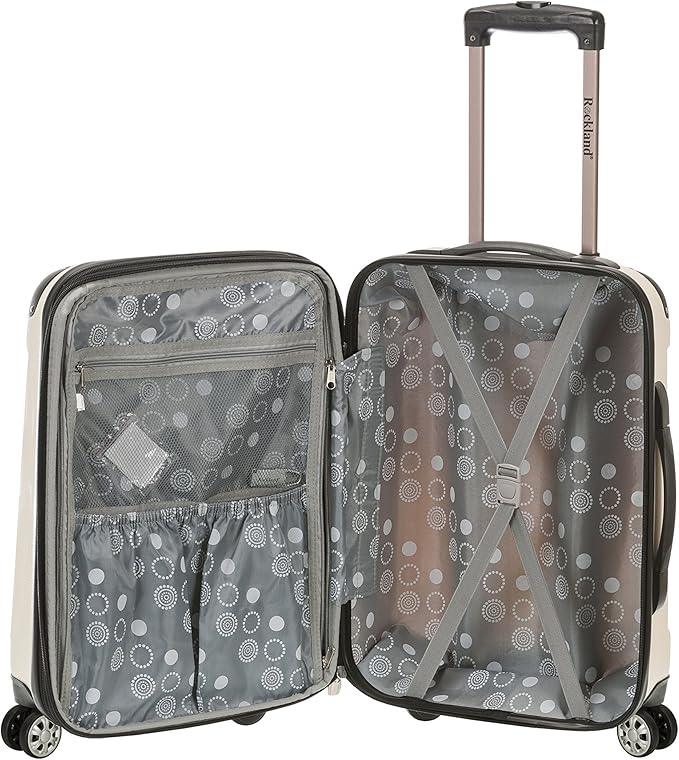 Rockland London Hardside Spinner Wheel Luggage, White, 3-Piece Set (20/24/28)