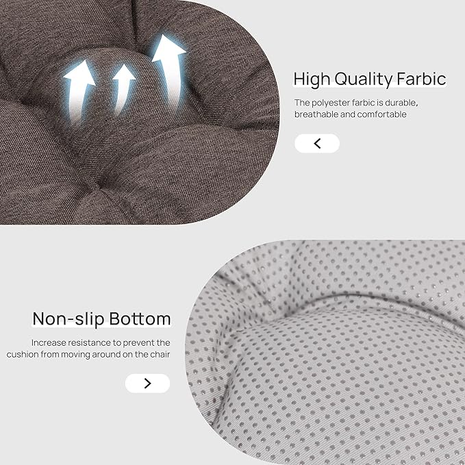 Love's cabin Memory Foam Chair Cushions Set of 4, 15.5"x15.5"x3.5" Indoor & Outdoor Seat Pads for Dining, Kitchen, Office, Patio Chairs - Coffee