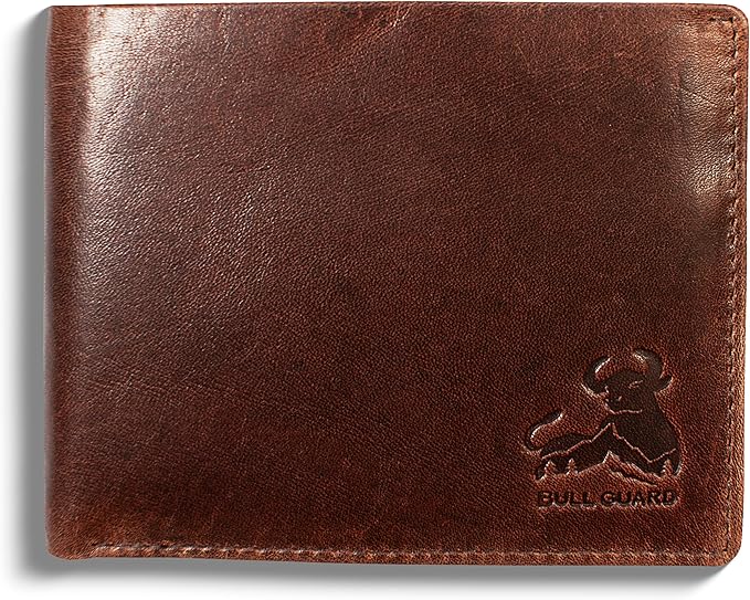 Mens RFID Blocking Bifold Wallet Supple Top Grain Leather Secure and Durable Extra Capacity Billfold with 11 Credit Cards Slots, Flip Up ID, Tight Stitching, Quick Thumb Push Access in Grizzly Brown