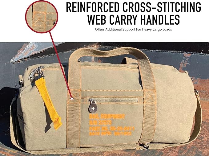 Rothco Canvas Equipment Duffle Bag – Travel & Gym Bag with Heavyweight Cotton Canvas Material – Great for Storing Gear, Clothing, and More