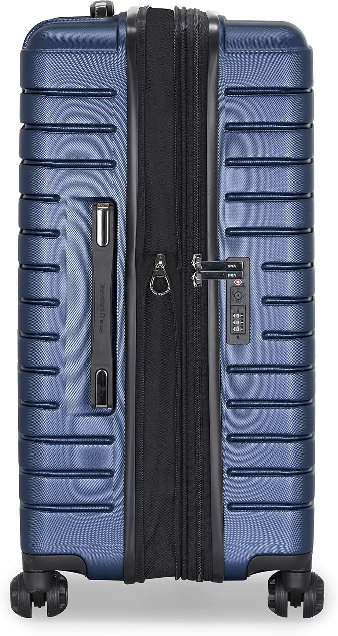 Traveler's Choice Archer Polycarbonate Hardside Spinner Luggage Set, Tie Down Straps, Blue, 3-Piece