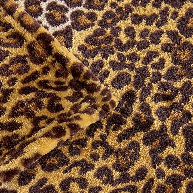 Leopard Print Blanket Fleece Throw for Bed Sofa Travel and Camping, Super Soft Cozy Fluffy Plush Cheetah Print Blanket for All Seasons 50"x60" (Dark Brown)