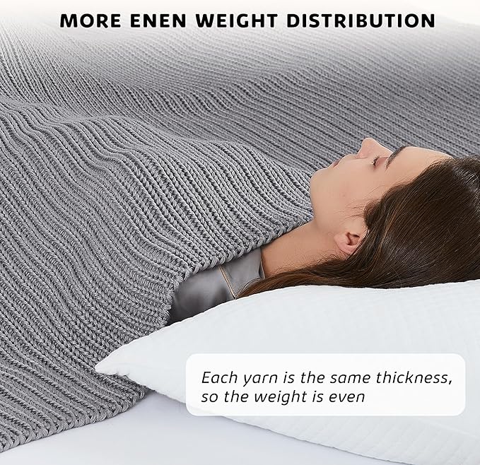 L'AGRATY Knitted Weighted Blanket - 48"x72" 20lbs Cooling Chunky Knit Heavy Blanket for Adults Braided Crochet Throw Thick Cable Yarn Knit Decorative No Beads Evenly Weighted Machine Washable