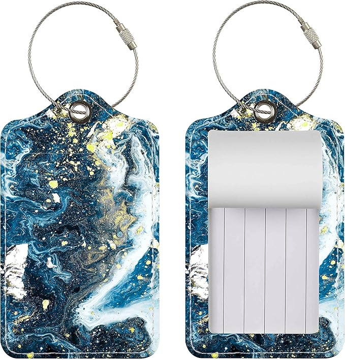 Luggage Tags for Suitcases, 2 Pack Cute PU Leather Suitcase Tag Identifiers TSA Approved with Stainless Steel Loop and Address Card for Baggage Tag for Cruise Airport Travel Essentials by Chelmon