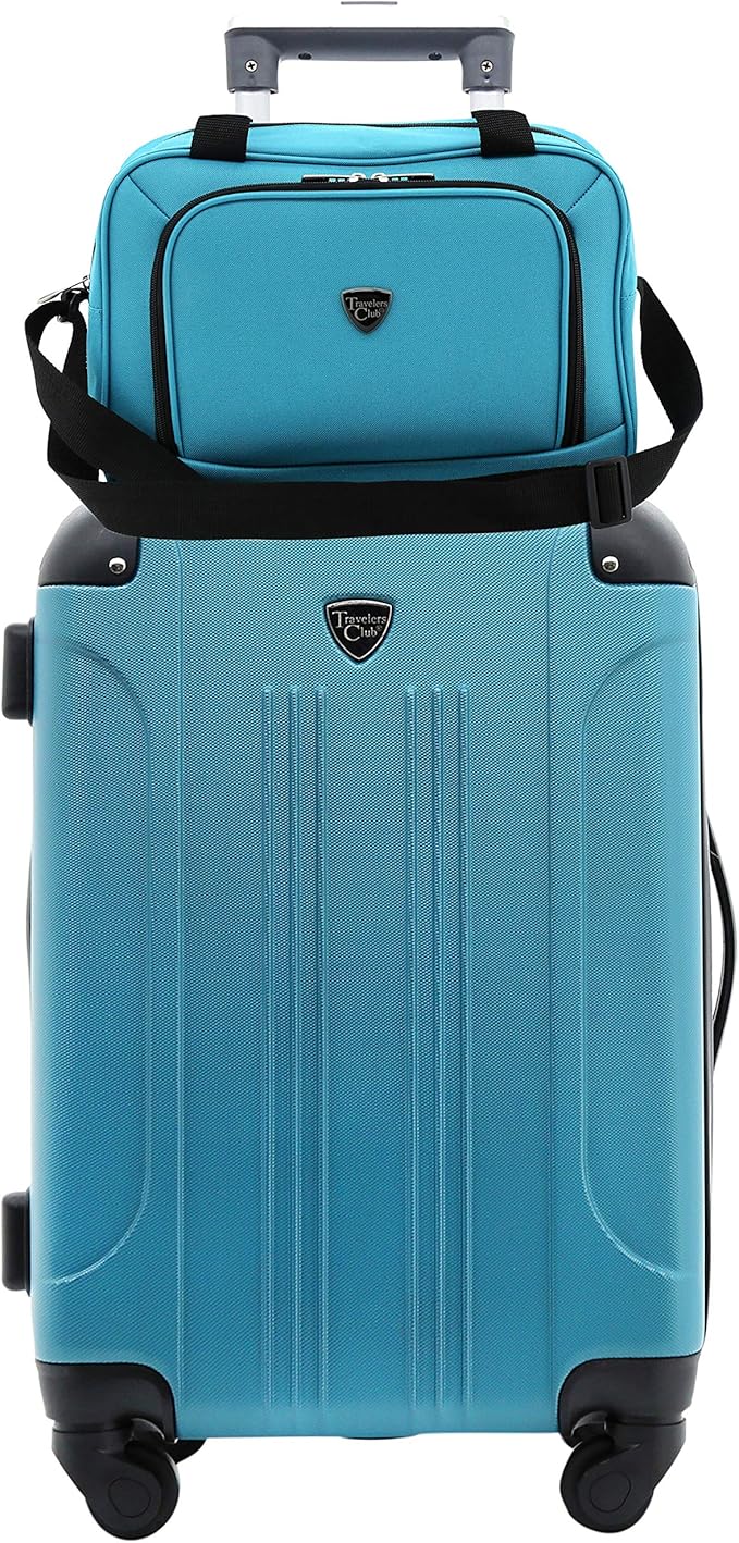 Travelers Club Chicago Hardside Expandable Spinner Luggage, Teal, 5 Piece Set