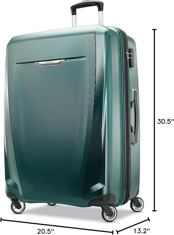 Samsonite Winfield 3 DLX Hardside Expandable Luggage with Spinners, Checked-Large 28-Inch, Emerald