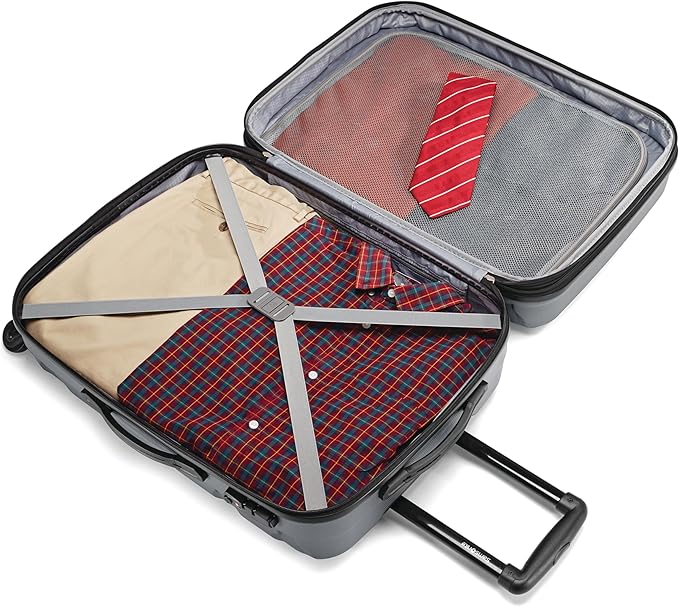 Samsonite Omni PC Hardside Expandable Luggage with Spinner Wheels, Checked 24-Inch, Charcoal