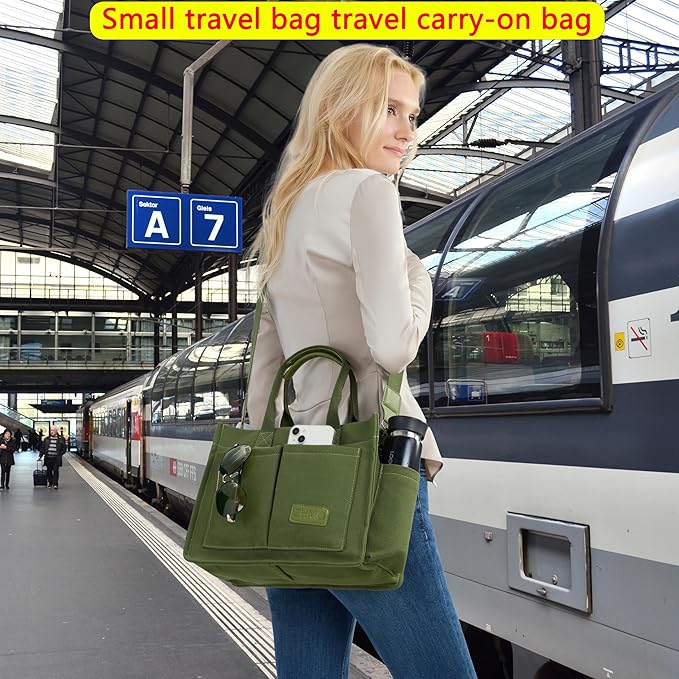 ZHMO Canvas Tote Bag for Women,Women's Bags Crossbody Bags Work Laptop Tote Bag Large Handbags Purse for Travel Nurse Teacher