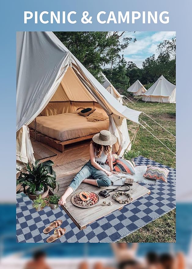 Antfuny Giant Beach Towel Blanket Autumn Outing Stuff for Women & Men Road Trip Camping Gear Ship Cruise Gear Must Haves Yard Mat Large L Navy Plain Pattern Airplane Accessories Travel Gadgets