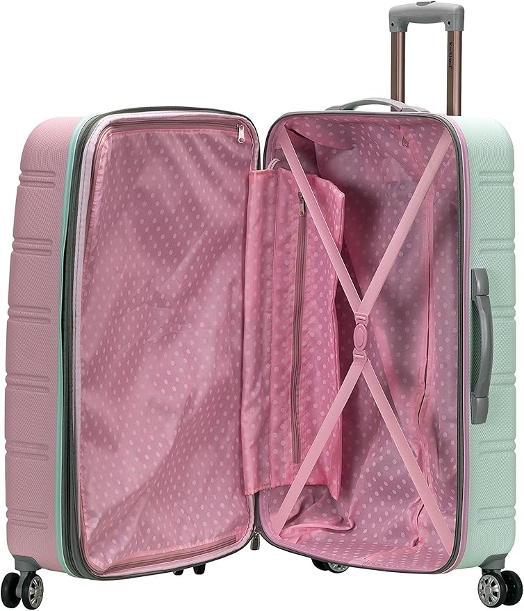 Rockland Melbourne Hardside Expandable Spinner Wheel Luggage, Bright Green, Checked-Large 28-Inch