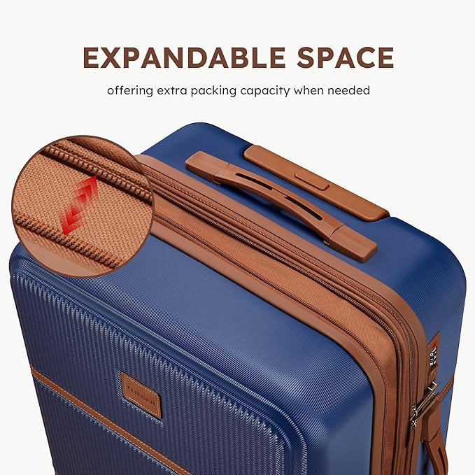 Suitour Expandable 4-Piece Luggage Set (14" 19" 23" 27") ABS Hardside Suitcase Sets with Spinner Wheels Checked Luggage Travel Suitcase