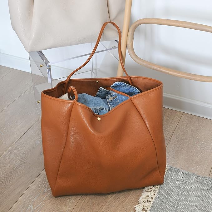 Oversize Pu Leather Tote Women Weekender Bag Shopper Handbag Travel Purse