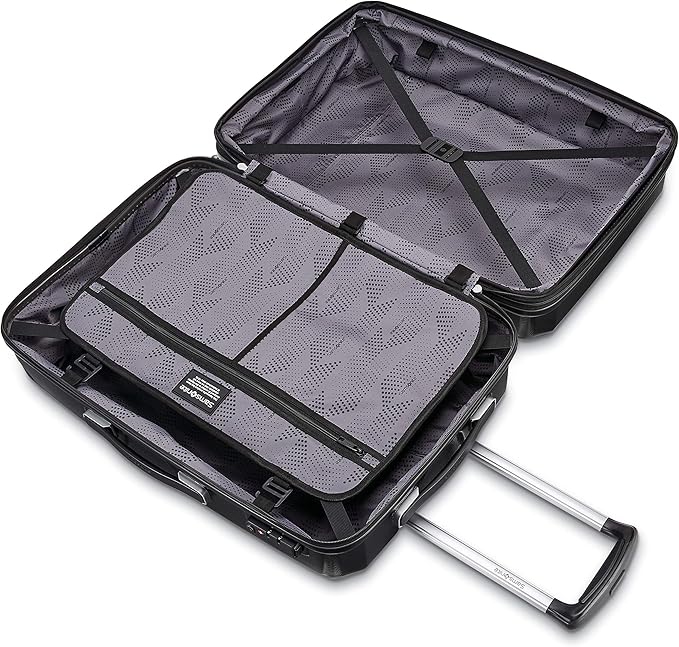 Samsonite Winfield 3 DLX Hardside Expandable Luggage with Spinners, Black, Checked-Large 28-Inch