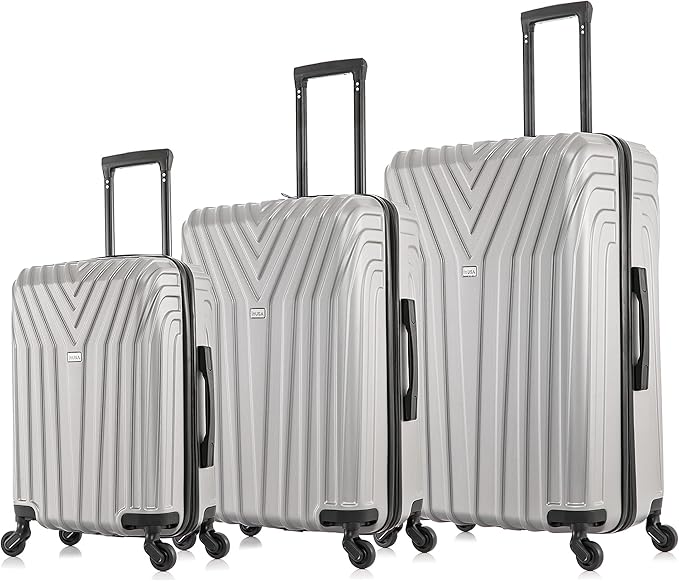 InUSA VASTY Luggage with Spinner Wheels | Durable Lightweight Hardshell SuitcaseTravel Sets with Handle and Trolley | (20in 24in 28in) 3 Piece Luggage Set | Grey
